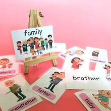 12张/套 面部表情闪卡，防水塑料情绪卡，英语词汇学习卡，早教卡，拼图卡（款式随机） - 彩色 - 查看 2