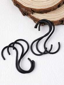 10pcs S-Shaped Black Hooks, No Installation Required, Easy To Use, Hang Directly - Black - View 9