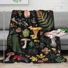 1pc Soft & Comfortable Flannel Mushroom Pattern Blanket, Suitable For Sofa, Bed, Living Room, Travel, Office, Lap Throw, Nap Blanket, AC Blanket, Bedspread, Camping, Wall Decor, Ideal Gift, Daily Gift, Holiday Gift - Multicolor - View 4