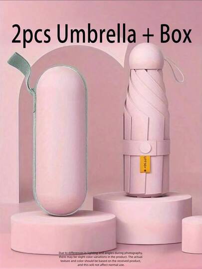 RainyUmbrella 女士高端折叠迷你胶囊防晒伞，两用防晒雨伞