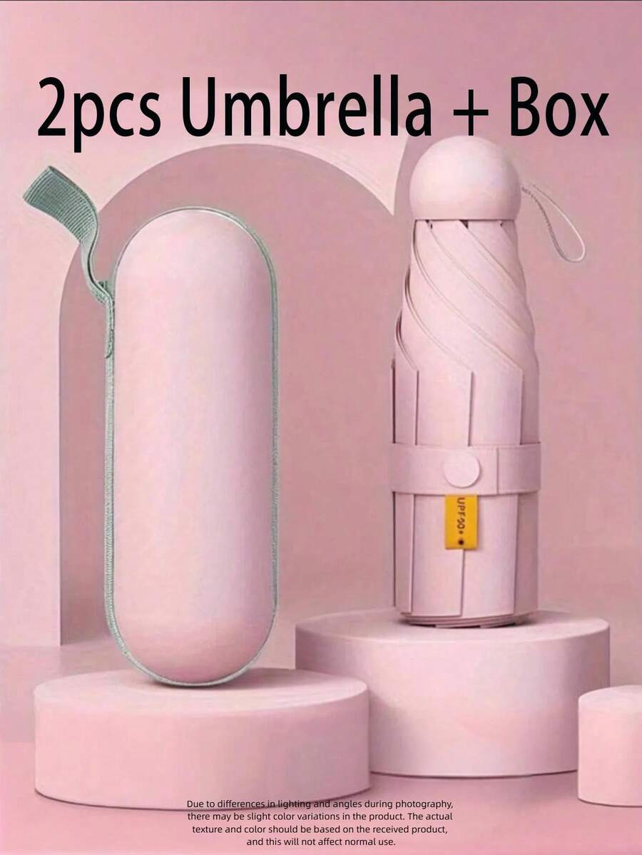 RainyUmbrella 女士高端折叠迷你胶囊防晒伞，两用防晒雨伞