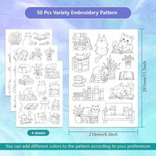Kain Non-Anyaman Perekat Sendiri untuk Menjahit Tangan dan Menggambar Sketsa dengan Stabilizer Larut Air Bergambar Kucing Membaca Buku untuk Bordir. - A239 - View 7
