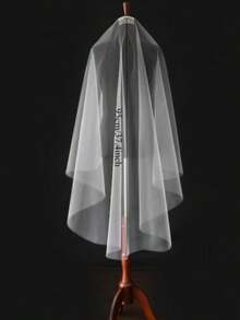 标志性柔软长款薄纱头纱，单层设计，边缘简洁利落，简约新娘头纱，配有金属发梳，适用于民事婚礼、教堂婚礼、情人节礼物、婚礼季 - 彩色 - 查看 6