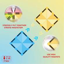 PicassoTiles - Magnetic Block Set, Diamond Series, Magnetic Building Blocks, STEM Learning, For Children Ages 3 And Up, PTM100 - 24 Pieces - View 3