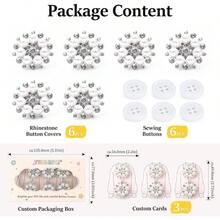 Button Covers Cufflinks Set, Gold Clip - Ons Women Men, No - Sew Covers Dress Shirts, Blouses Button Decoration - Silver Base-pearls-17.5mm + 6PCS - View 10