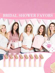 10pcs Folding Fans, Bamboo Handheld Sandalwood Fans With Thank You Cards And Gift Bags, Suitable For Wedding Guests, Party Favors, Bridal Showers, Church Decor (Pink) - Pink - View 6