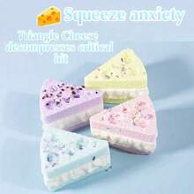1个新款创意减压三角奶酪挤压玩具，逼真奶酪质感，慢回弹，缓解压力，舒缓情绪，礼品，节日礼物，生日礼物，完美礼物 - 彩色 - 查看 3