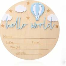 Newborn Birth Announcement Sign, Wooden Baby Name Plaque, Baby Baptism Decoration, Baby Girl Boy Photo Prop, Family Gift, Baby Baptism Easter Gift - Hot Air Balloon - View 12