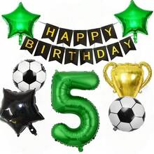 Balón de fútbol, balón de trofeo, globos de cumpleaños con temática verde, decoraciones de fiesta, accesorios para fotos - Verde - Ver 9
