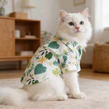 Áo cho thú cưng in hình lá nhiệt đới, nhẹ và thoáng khí, phong cách thường ngày khi đi nghỉ mát, phụ kiện thú cưng phổ biến ở châu Âu và Mỹ. - trắng - Xem 7