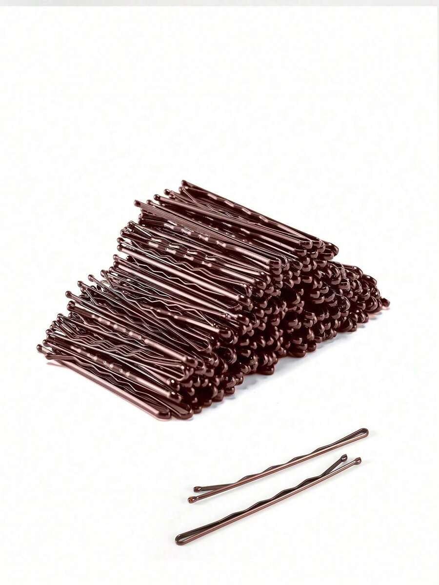 150/100/50 pièces Set de pinces à cheveux en métal de couleur café avec design ondulé unicolore, antidérapant convenant à tous types de cheveux, adapté pour le port quotidien et la coiffure, accessoires capillaires pratiques et décontractés pour les filles et les femmes, été, vacances, voyage, festival, fête