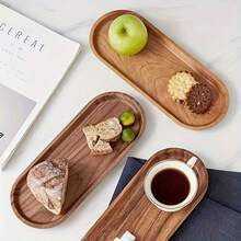 1pc Wooden Tray, Dinner Plate, Multi-Purpose Serving Platter, Suitable For Home, Restaurant And Party Use, Breakfast Tray, Cake Tray, Bread Tray, Kitchen Tray, Tea Set Tray,Kitchen,Christmas Gift - Multicolor - View 6