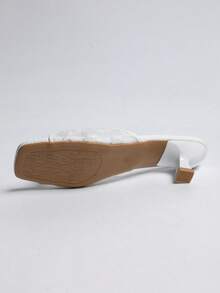 Giày sandal cao gót nữ, dép lê họa tiết vải, giày thời trang thường ngày, thích hợp cho hoạt động ngoài trời và hẹn hò. - trắng - Xem 8