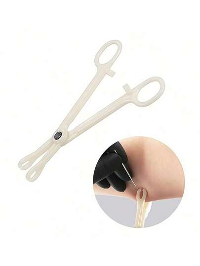1pc Disposable Sterilized Piercing Clamp Tool With Plastic Forceps, Triangle Positioning Clamp For Body Piercings, Sealed In Independent Packing Bag With Round Mouth Jaw Clamp And Needle Tube Clamp, Suitable For Tattooing And Piercing