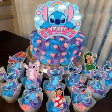 Disney Bộ trang trí bánh kem và cupcake chủ đề Lilo & Stitch, phụ kiện trang trí bánh sinh nhật Stitch kèm que cắm cupcake hình nhân vật Stitch và Lilo để trang trí tiệc sinh nhật. - Phụ kiện trang trí bánh kem - Xem 8