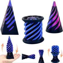 3pcs Asymmetrical Spiral Cone Fidget Toys, 3D Printed Swirl Cone Anxiety Relief Desk Decor, Mini Vortex Line For Stress Relief, Suitable For Car, Living Room, Bedroom Decoration - A - View 5