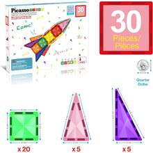 PicassoTiles - Magnetic Block Set, Diamond Series, Magnetic Building Blocks, STEM Learning, For Children Ages 3 And Up, PTM100 - 30 Units - View 3