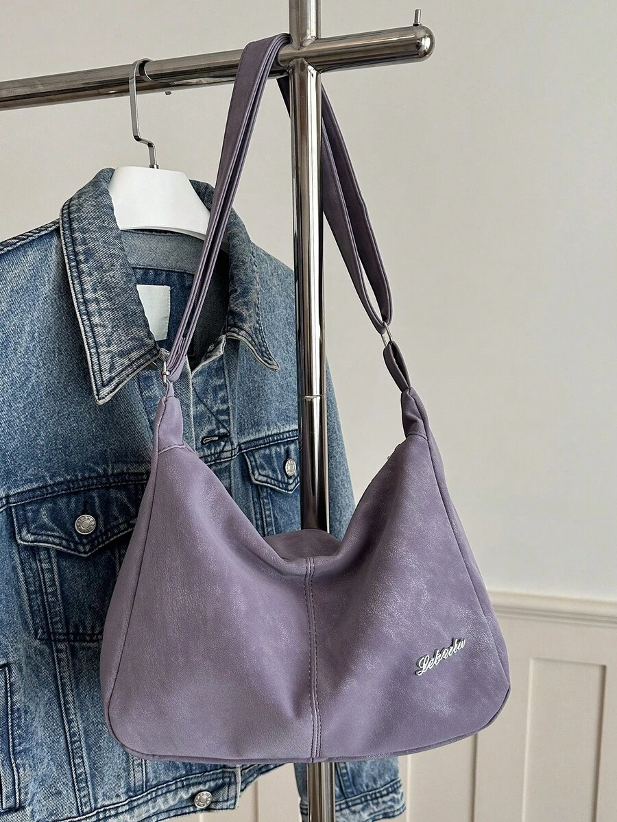 Elegant Women's Shoulder Bag, New Minimalist Casual Crossbody Bag For School And Commute - Purple - View 1