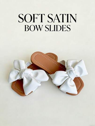 5-20 Sandalias planas de niña con decoración de lazo, adecuadas para verano, vacaciones en la playa y uso al aire libre. Suela antideslizante, resistente, suave, cómoda y ligera. Chanclas de playa versátiles y de moda casual para niñas.