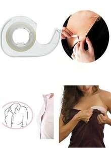 Cinta de doble cara, cinta reversible para vestidos, adecuada para tirantes de sujetador y vestidos - Cortador + 1 rollo de cinta antideslizante - Ver 1