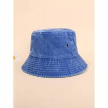 1pc Unisex Solid Color Retro Foldable Bucket Hat, Vintage Washed Outdoor Sun Protection Hat, Suitable For Everyday Use - 彩色 - 查看 15