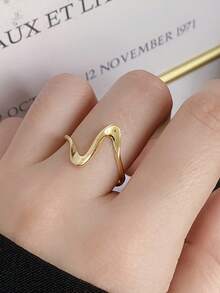 RAYQUEEN 1枚不锈钢极简扭曲可调节开口戒指，适合日常佩戴 - 開口戒指 - 查看 10