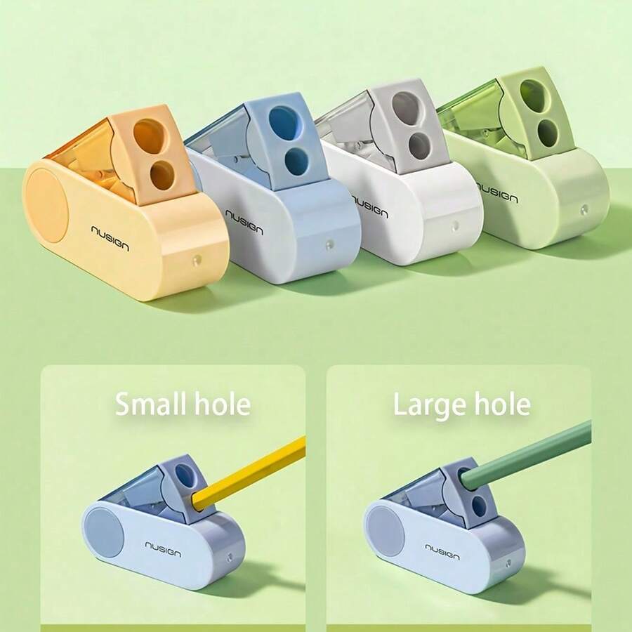 1pc Dual-Hole Pencil Sharpener, With Coarse And Fine Sharpening Functions Suitable For School And Office, Rotary Design Fits Standard And Jumbo Pencils, 4 Colors Student Stationery Supplies