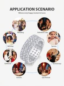Nhẫn Moissanite bạc 925 cao cấp, không gây dị ứng, nhẫn đính hôn/cưới, thiết kế tối giản, dễ đeo hàng ngày, quà tặng cho ngày Valentine, sinh nhật, đám cưới, kèm hộp quà và giấy chứng nhận. - Bạc - Xem 10