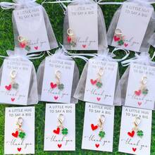 30pcs Keychain Set - Gold Teardrop Heart, Clover Pendant, Bag & Car Key Chain Accessories, Business Gift Pack (10 Keychains + 10 Cards + 10 Pouches), Suitable For Birthday, Valentine's Day, St. Patrick's Day, Thanksgiving, Back To School, Graduation Gifts Gifts For Mother, Father, Graduation, And Teacher - 10 Keychains + Cards + Sandbags - View 1