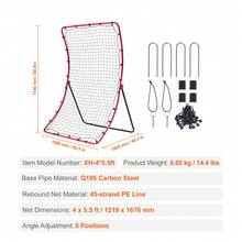 Rete di allenamento per baseball e softball - 4*5,5 Fuß gebogenes Netz verstellbarer Winkel - Visualizzare 7