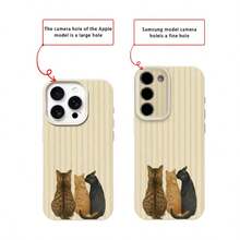 1个TPU材质治愈系三只小猫条纹图案手机壳，兼容 17 Pro Max/17/16 Pro Max/15/13/12/11、S20 FE/A15/S24/A55、Note 11/Note 12/Note 13 Pro，全包防摔软壳保护套 - 白色 - 查看 7