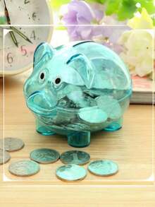 1pc Fashionable Pig Shaped Piggy Bank, Made Of Durable Plastic, Candy Color Coin Bank - Piggy Bank - View 5