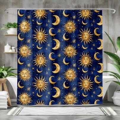 Retro 90s Whimsigoth Celestial Shower Curtain Mystical Witchy Home Gift , Celestial Aesthetic
