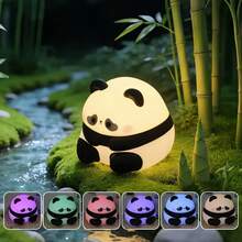 Soft Cute Panda Night Light, Tap To Light Up, Warm Tone And 7 Color Modes, Soft Silicone USB Rechargeable Panda Desk Lamp, 30-Minute Timer Auto Shut-Off, Creative Animal Night Light For Kids Room, Cool Gift For Boys And Girls, Birthday And Christmas Gift - White - View 20