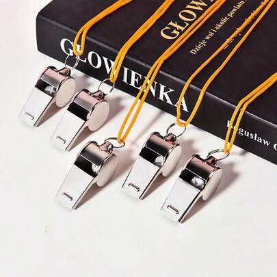 Hộp 10 chiếc còi thép không gỉ kèm dây đeo, còi thể thao cực lớn, thích hợp cho trọng tài, huấn luyện viên, trường hợp khẩn cấp, hoạt động ngoài trời.