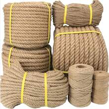 33 piedi/10 metri Corda di iuta naturale spessa e resistente, adatta per fai-da-te, progetti di giardinaggio e decorazione della casa - Corda di iuta resistente e durevole per uso interno ed esterno - multicolore - Visualizzare 2