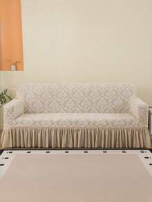 1 bộ bọc ghế sofa kiểu Baroque chất liệu jacquard co giãn cao, có chân váy, thoáng khí - Thân thiện với thú cưng, có thể giặt máy - Chất liệu pha trộn sợi polyester và spandex, vải jacquard phù hợp với sofa từ 1 đến 4 chỗ ngồi. - Màu be - Xem 5