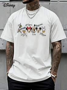 Disney Licensed T Shirts, Men's Oversized Casual Crew Neck Disney Mickey Mouse & Friends Signature Cartoon Head Print Short Sleeve T-Shirt, Vintage Goofy Donald Duck Daisy Duck Pluto Minnie Mouse Graphic Tee For Summer Daily Wear,Mens Clothes,Shirts,Men Clothes,Summer Clothes,White Shirt,Easter Outfits,Easter,Vintage T Shirts,Graphic T Shirts,100 Percent Cotton,Graphic Tee,Graphic Tees,Funny Graphic Tees,Graphic T - trắng - Xem 1