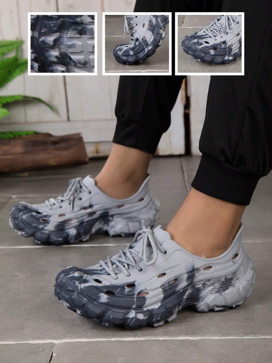 Giày đi bộ đường dài ngoài trời mới, đế dày, kiểu sandal kín mũi, phù hợp cho cả nam và nữ. - Xám - Xem 1