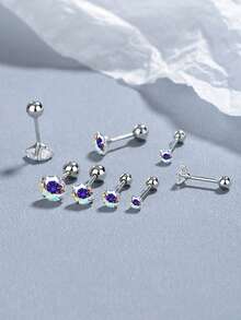 1 Paar S925 Sterling Silber bunte Spiral Vier-Krallen Ohrstecker, luxuriöses, exquisites glänzendes Design, minimalistischer, individueller, vielseitiger, eleganter Ohrknochennagel, modische stapelbare Ohrringe als Geschenk - bohren - Übersicht 2