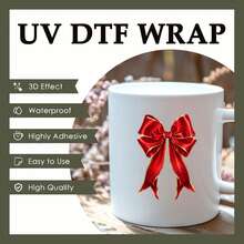 26张 Coquette Bow Vibes UV DTF 贴纸（2.75x3.5英寸），铅笔老师花卉蝴蝶结贴纸，适用于咖啡杯、陶瓷杯、手机壳，DIY 返校礼物 - 26Bow 02 - 查看 3
