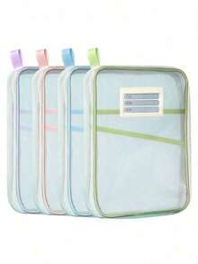 A4 Subject Bag, 3-Layer Large Capacity Design, Easy To Store Exam Papers And Notes. L-Shaped Wide Opening, Convenient For Classroom Use. Transparent Mesh Material, Clear View For Study Room Organization. Subject Classification Tool, Suitable For Exams And Daily Learning, Help You Avoid Messy Materials, Essential For Students - Multicolor - View 7