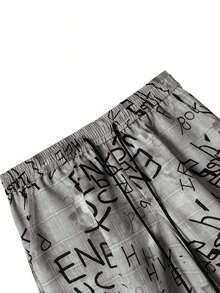 Men's Fashion Street Punk Style Camouflage Print Sweatpants, A Must-Have Item , Personalized Loose Street Fashion Wide Leg Pants, Fall - 灰色 - 查看 7