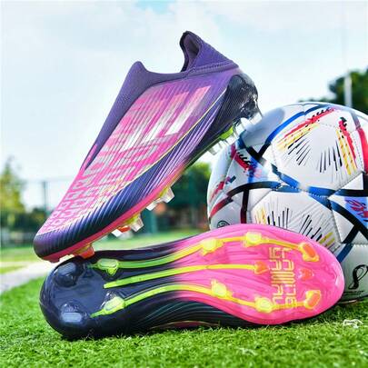 New Men's Professional Football Shoes, Combat Boots, Non-Slip AG Spikes Football Boots, Adult Breathable High-Top Soccer Cleats, Outdoor Lawn Light Competition Training Shoes, Classic Black Sports Football Shoes.