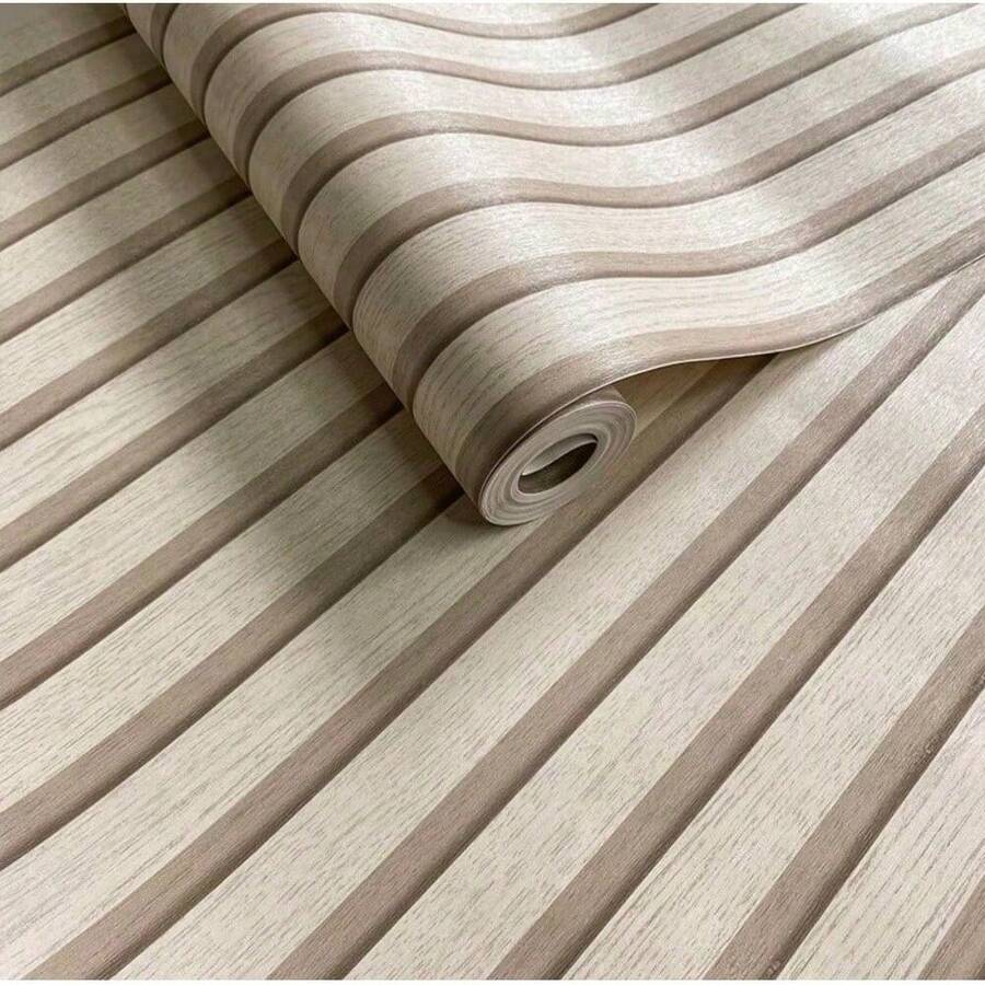 1pc Yellow Grid Wood Grain Contact Paper, Self-Adhesive Wallpaper, Home Decor Peel And Stick Wallpaper, Vinyl Film Wall Sticker, Self-Adhesive Removable Waterproof Wallpaper, Suitable For Kitchen Backsplash, Ceiling, Countertop, Cabinet Decor - Beige - View 1