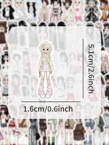 Zestaw 96 naklejek z uroczymi dziewczynami, modne naklejki w stylu kawaii anime do dziennika, scrapbookingu, na laptopa i telefon, dekoracje DIY, pastelowe, kolorowe wzory strojów, idealny prezent dla nastolatków i miłośników artykułów papierniczych, naklejki na Kindle, naklejki do scrapbookingu, urocze naklejki, akcesoria na biurko, artykuły do scrapbookingu - Ubrania dla dziewcząt - Zobacz 3