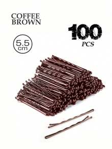 150/100/50 pièces Set de pinces à cheveux en métal de couleur café avec design ondulé unicolore, antidérapant convenant à tous types de cheveux, adapté pour le port quotidien et la coiffure, accessoires capillaires pratiques et décontractés pour les filles et les femmes, été, vacances, voyage, festival, fête - Marron - Voir 14