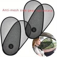 2pcs Adjustable Car Window Sun Shades: Rotatable And Windshield Side Protection, Privacy, Anti-UV, Heat Insulation, Made Of PVC Material - Black - View 2