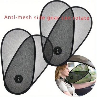 2 tấm che nắng cửa sổ xe hơi có thể điều chỉnh: Có thể xoay và che chắn hai bên kính chắn gió, bảo mật riêng tư, chống tia UV, cách nhiệt, được làm từ chất liệu PVC.