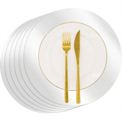 24/48pcs Silver Paper Placemats, Round Shiny Mirror Placemats, Suitable For Christmas Party, Birthday, Wedding Dinner Table Decor